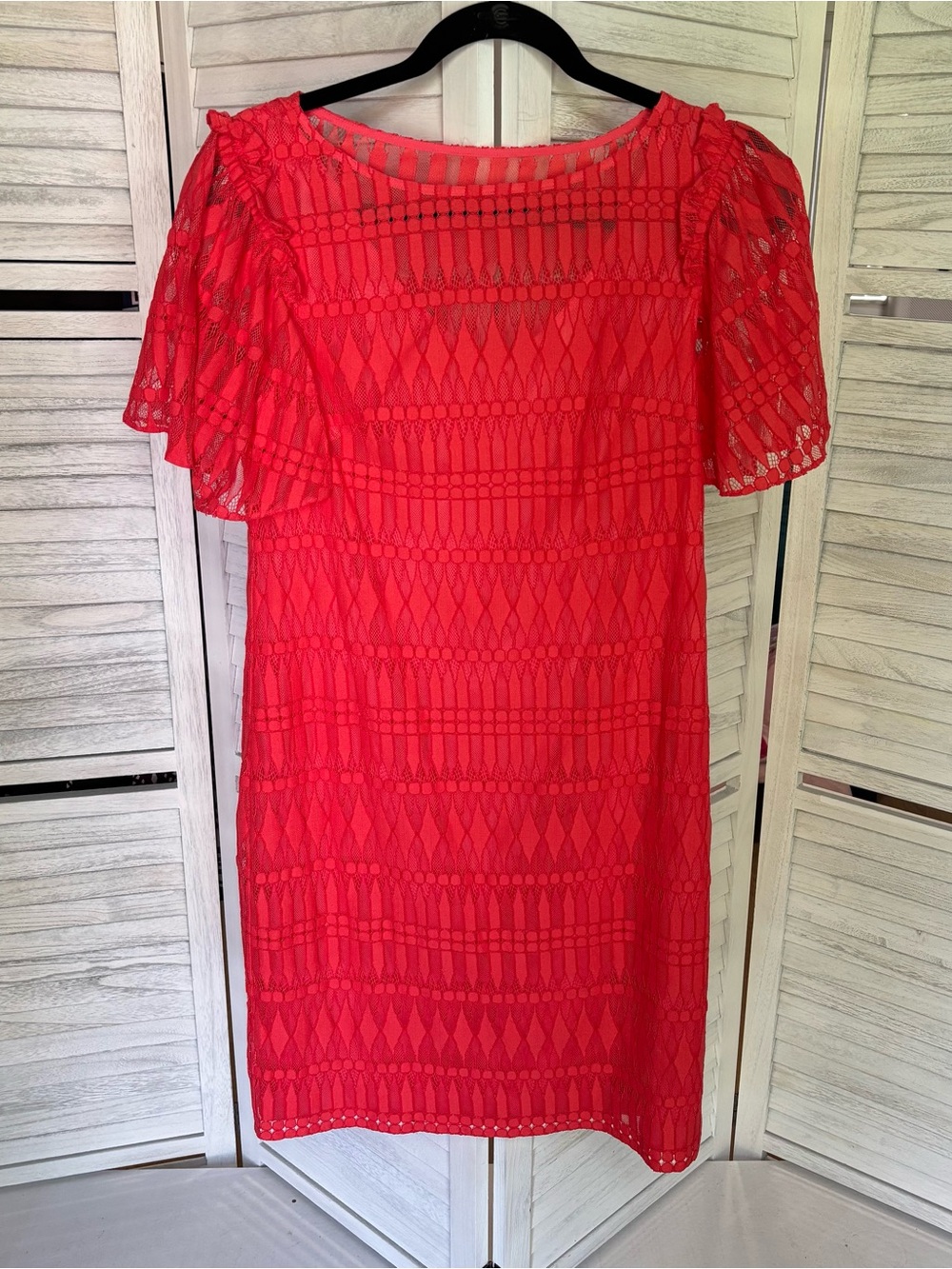 Trina Turk Coral Lace Shift Dress Size Small